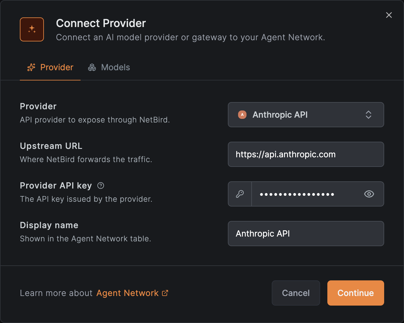 connect Anthropic provider in NetBird Agent Network