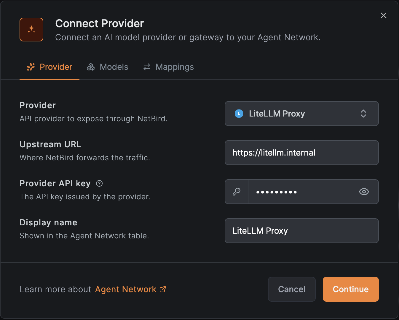 connect a self-hosted LiteLLM Proxy provider in NetBird Agent Network
