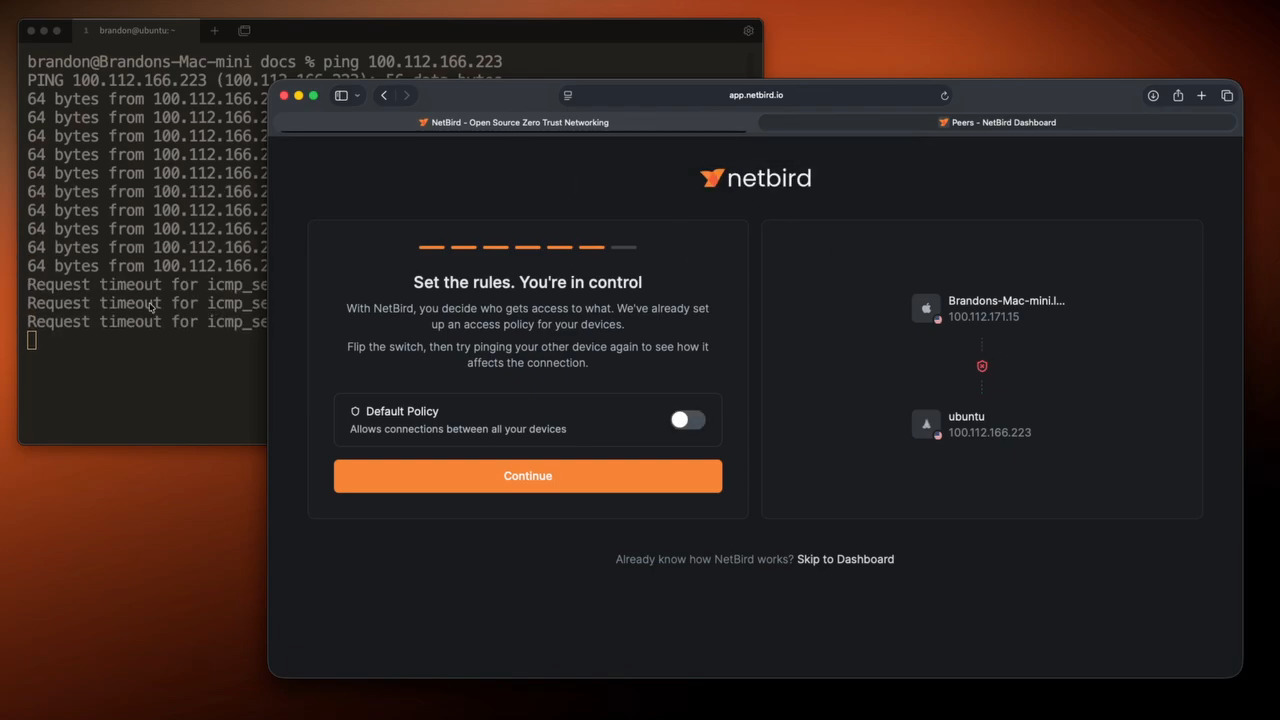 NetBird policy disabled