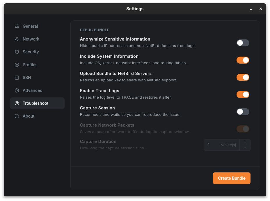 Troubleshoot settings in the NetBird desktop app