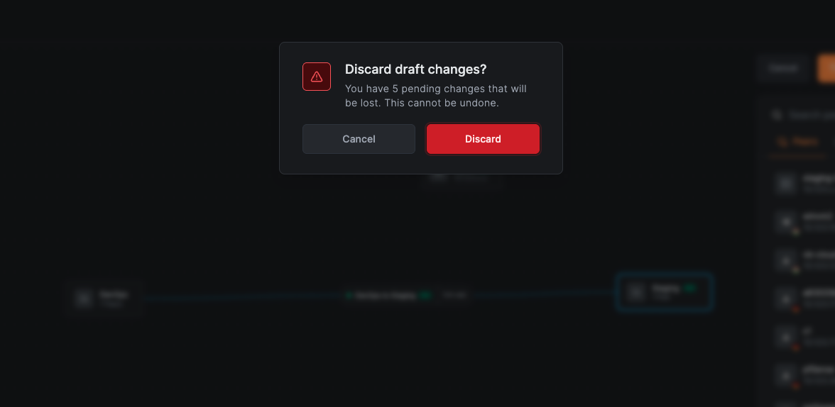 The Discard draft changes confirmation dialog