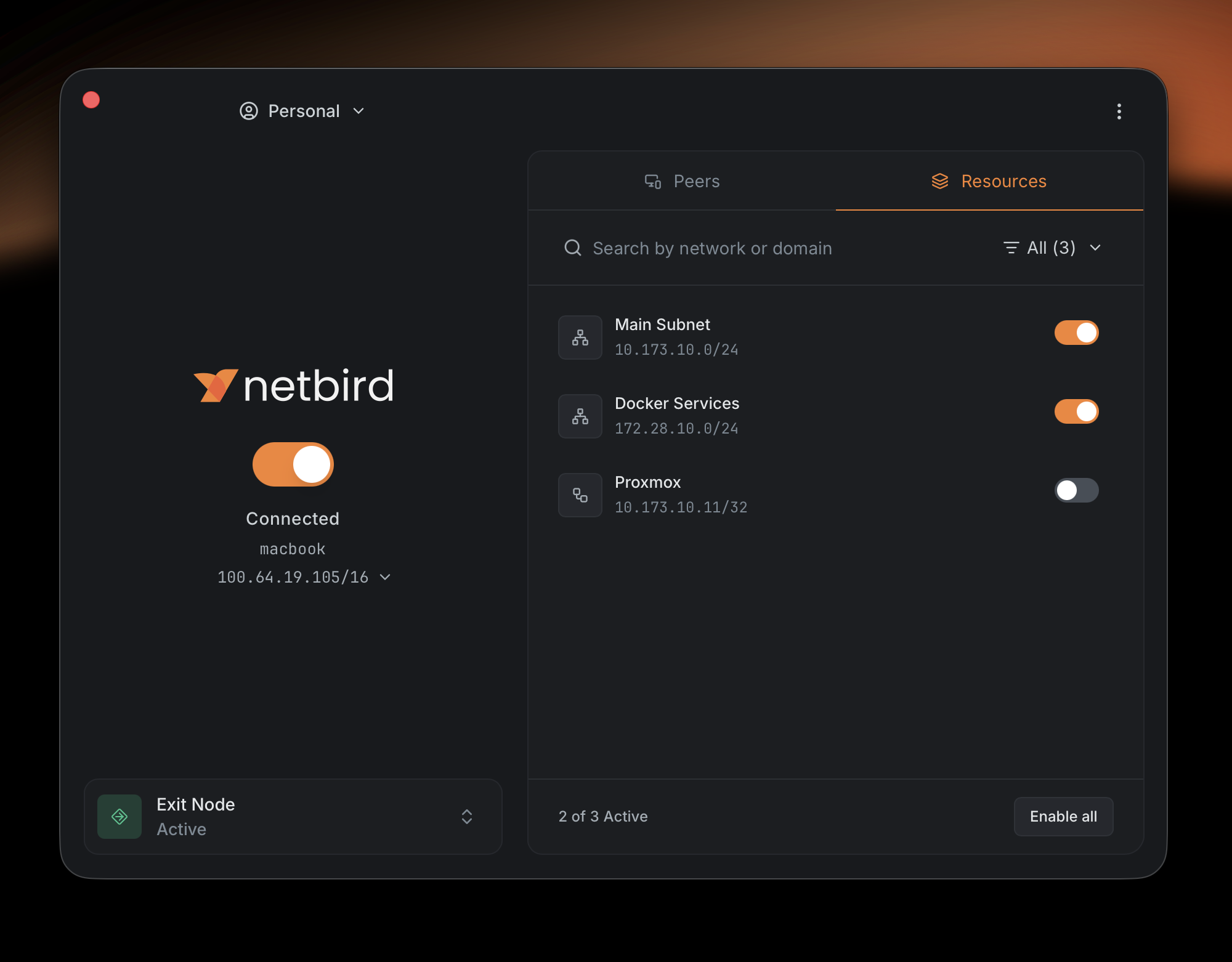 Overlapping resource selection in the NetBird desktop app