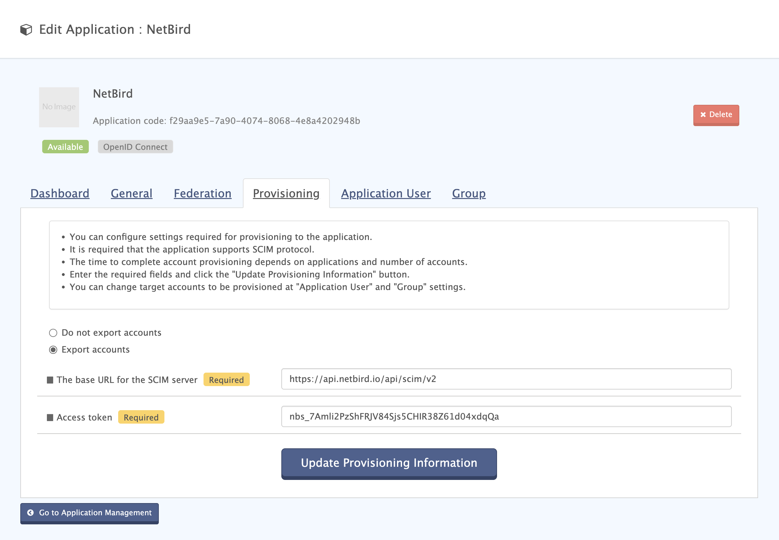 IIJ ID Provisioning Settings