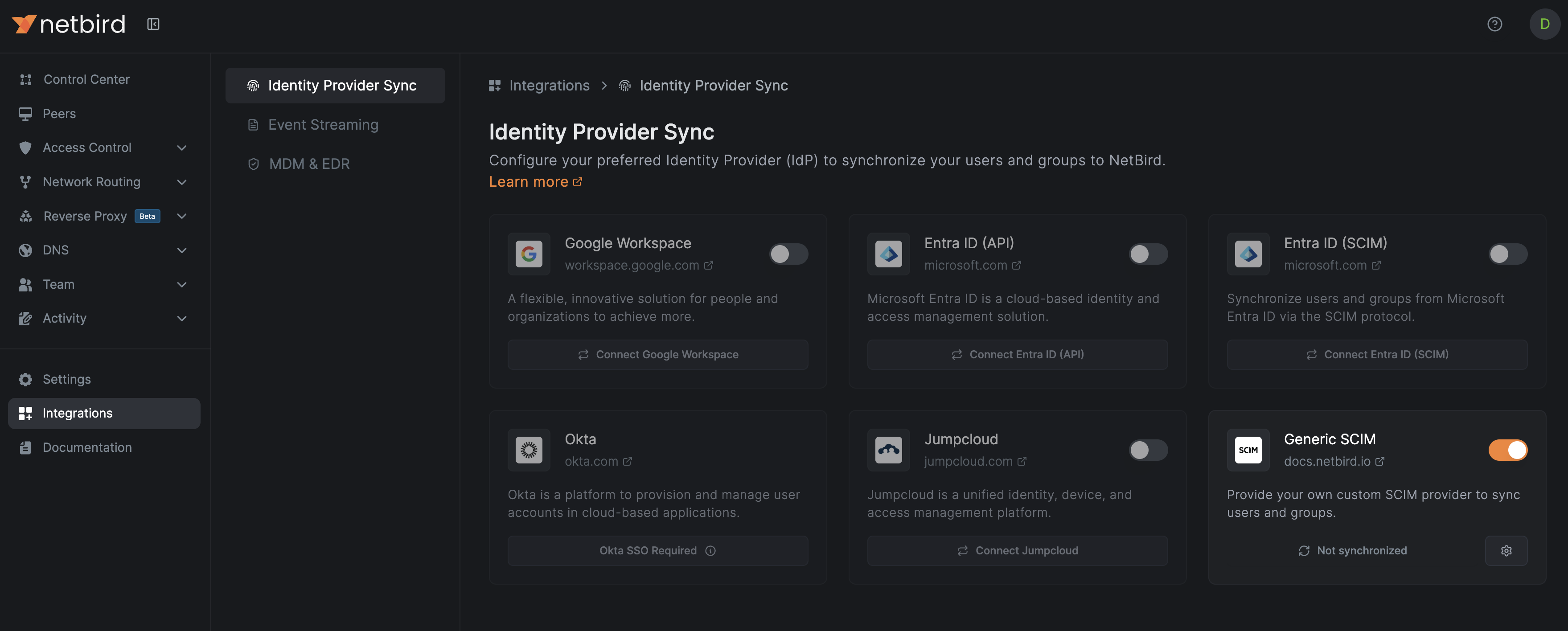 NetBird IIJ ID SCIM Enabled