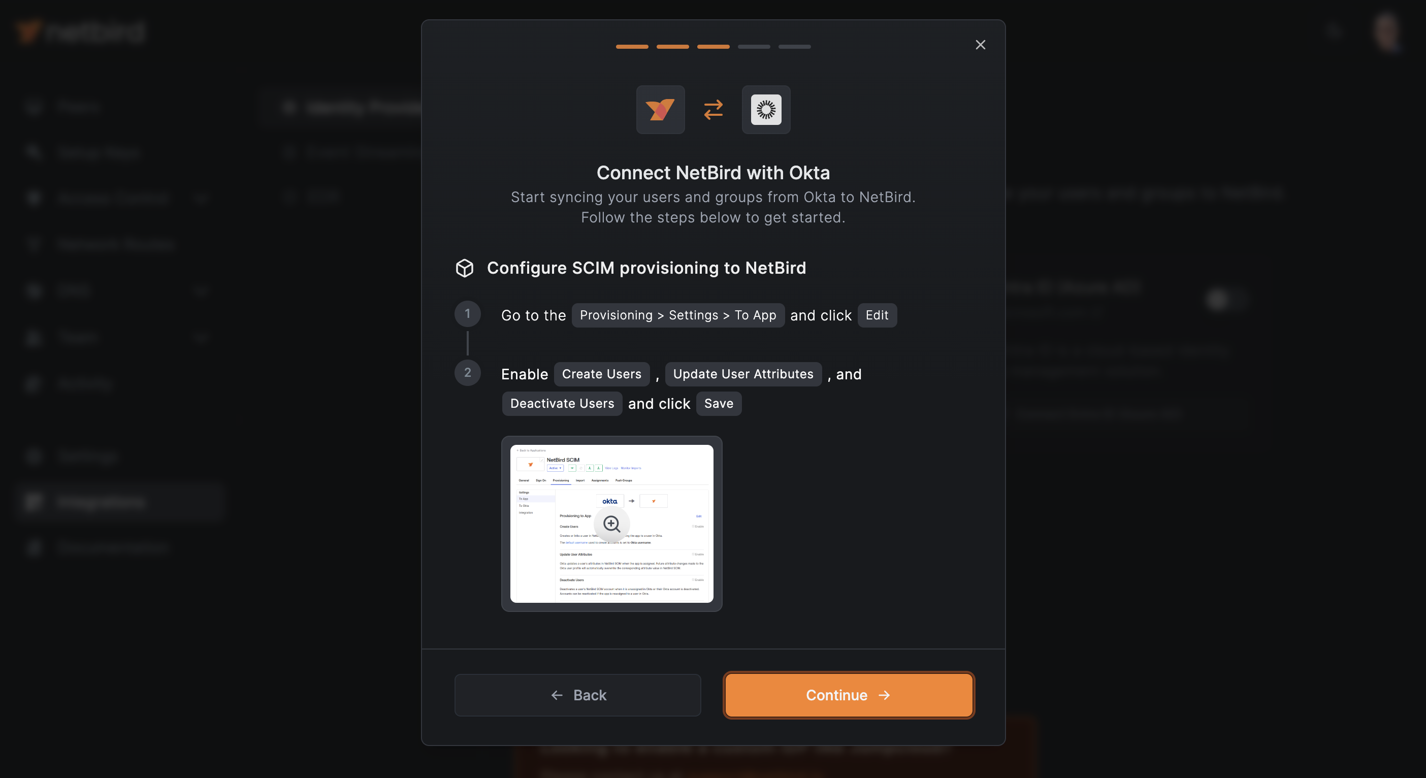 NetBird Configure SCIM provisioning to NetBird