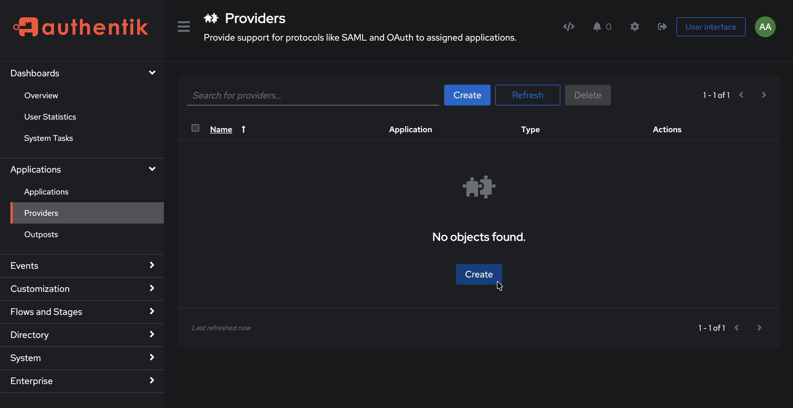 Create provider