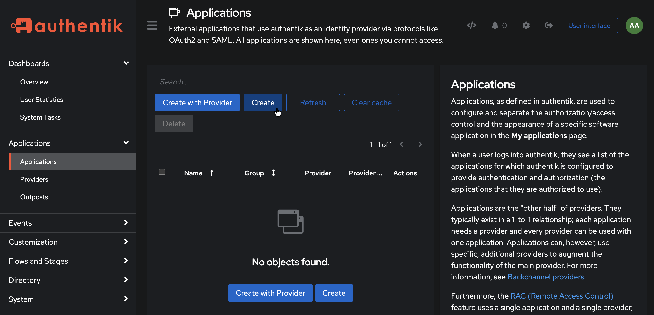 Create application