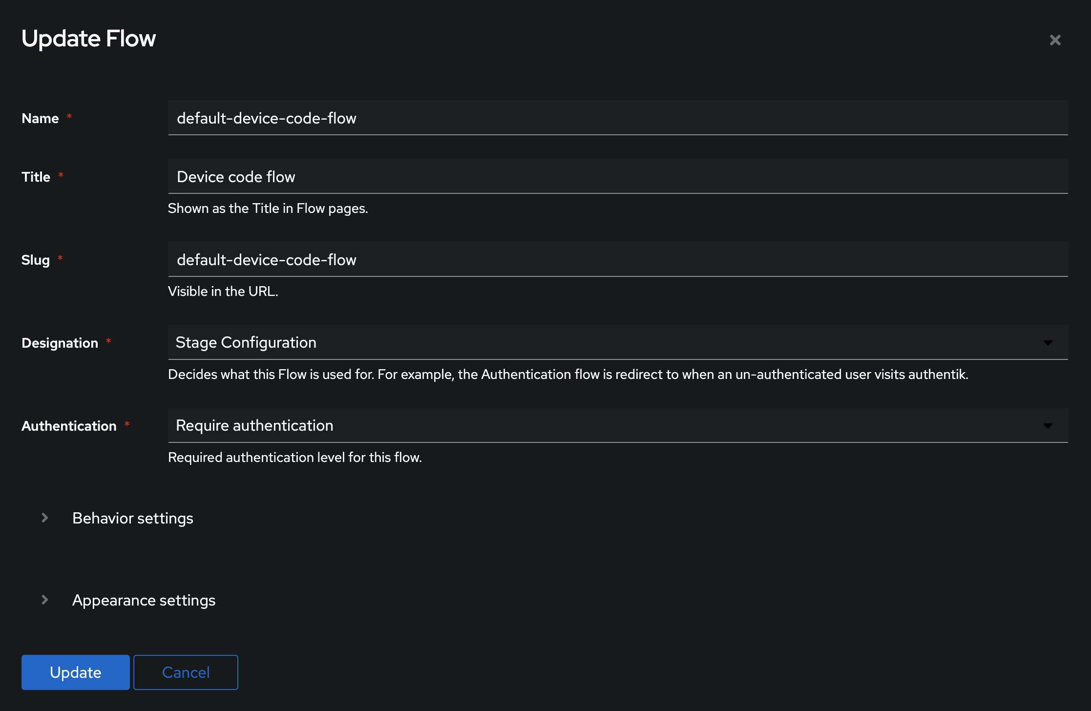 Create device flow