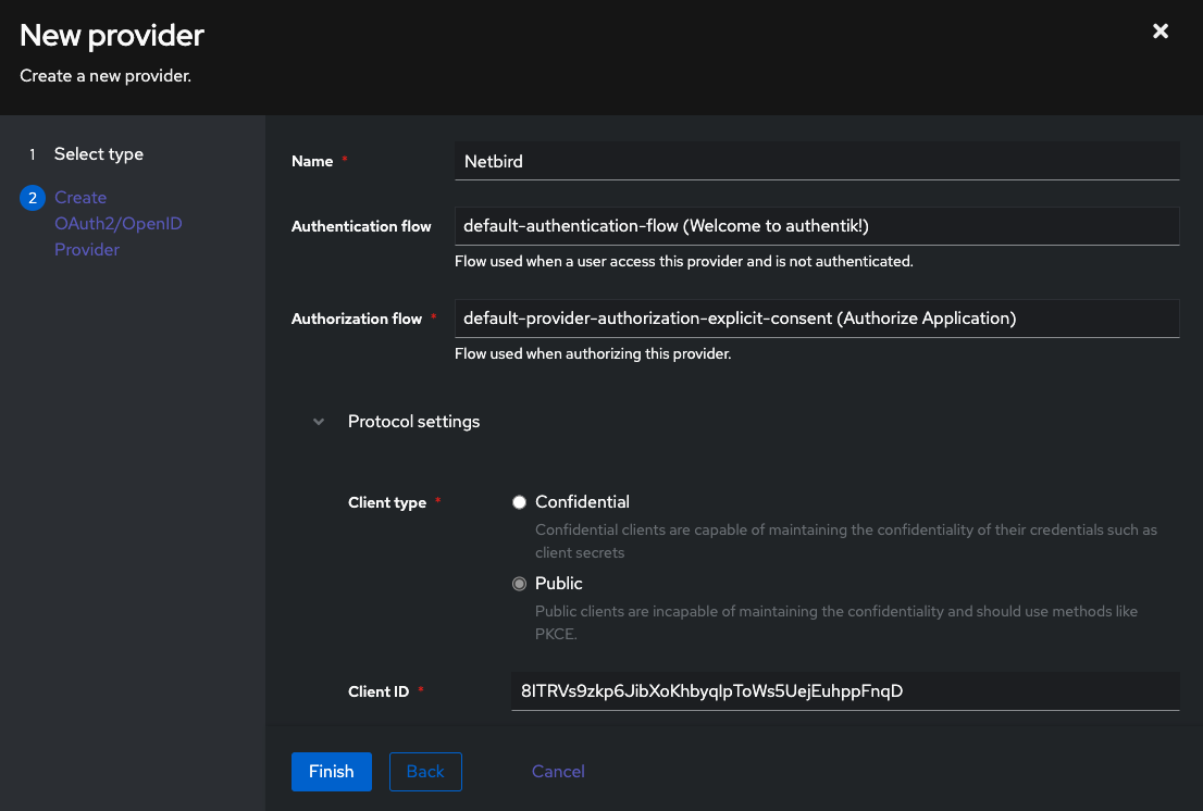 Provider configuration