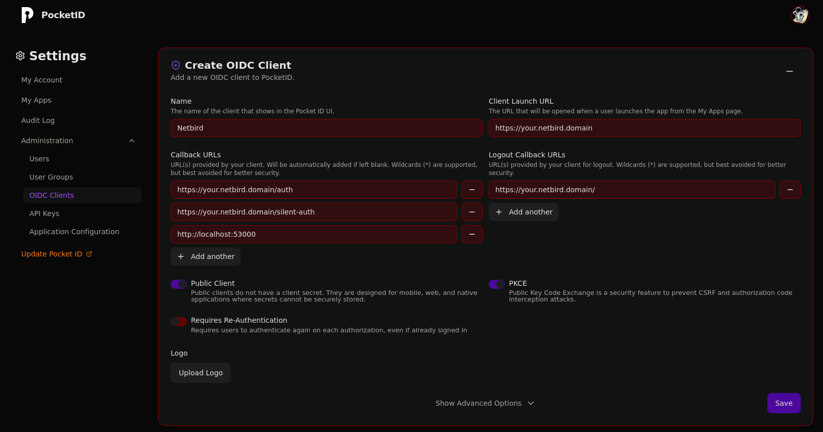 Create OIDC client